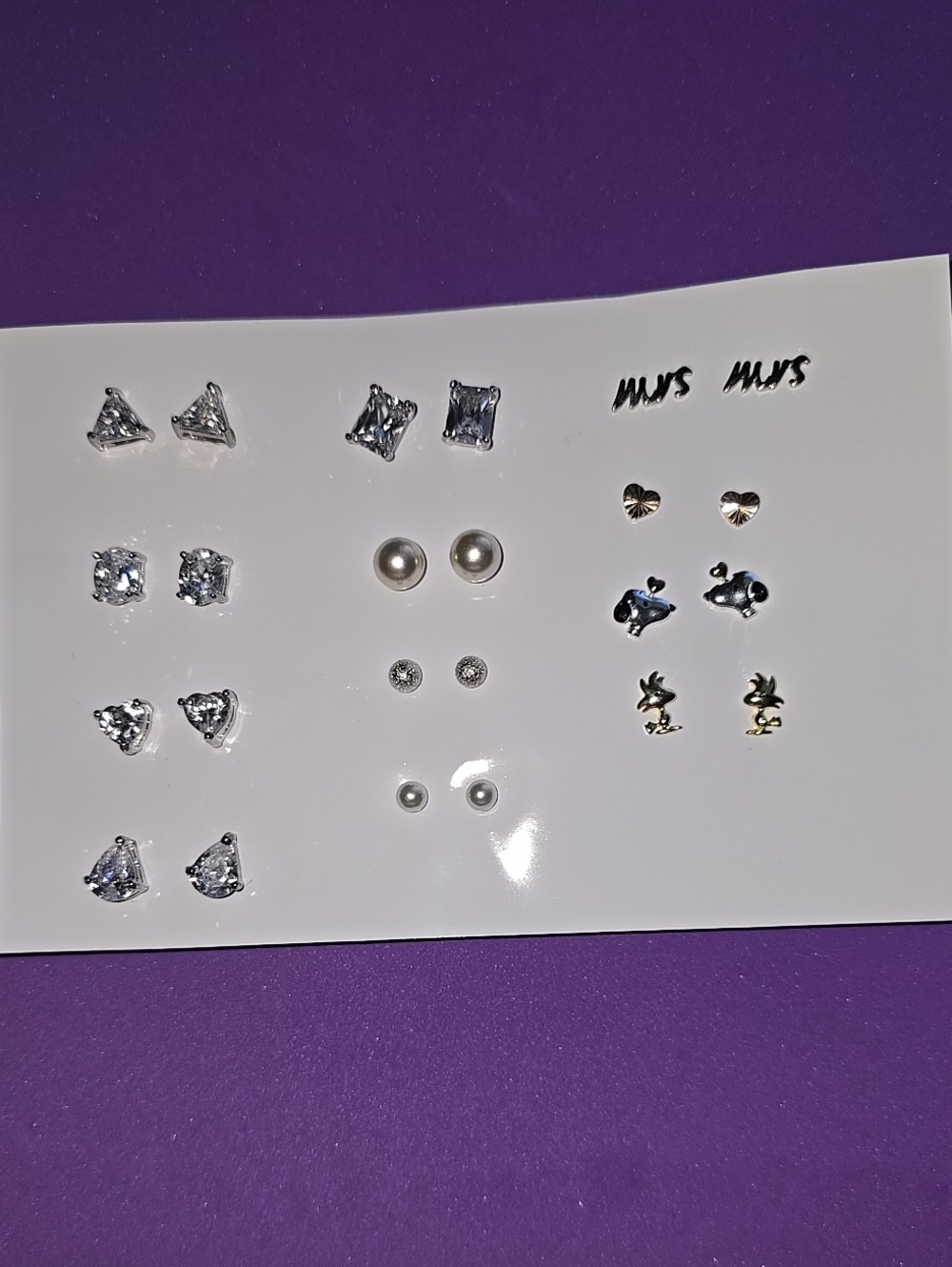Silver-Tone Earring Set with Pearls and Cubic Zirconia